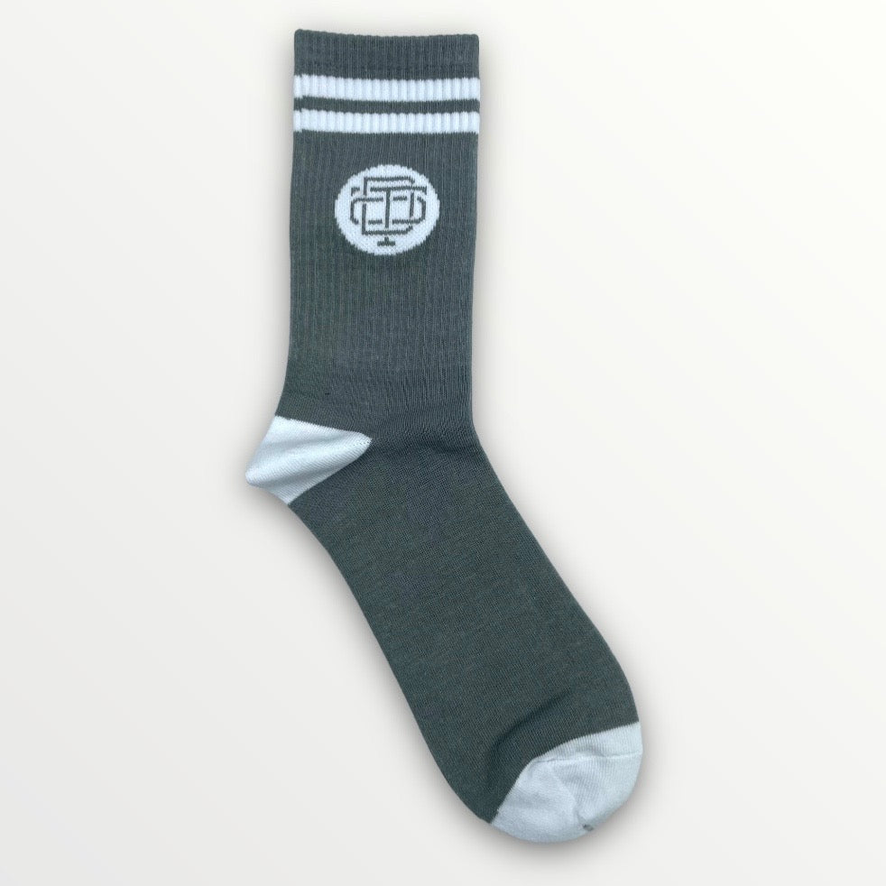 Circle Logo Crew Socks w/ Stripes